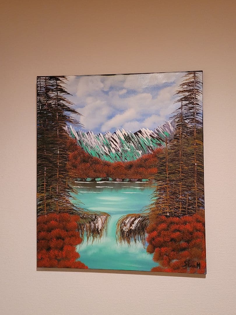 絵画 Mountain Waterfall