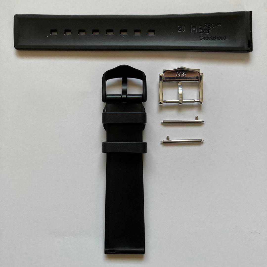 ヒルシュ・ピュアHIRSCH Pure(ラグ幅20ミリLサイズ)ブラック+黒尾錠