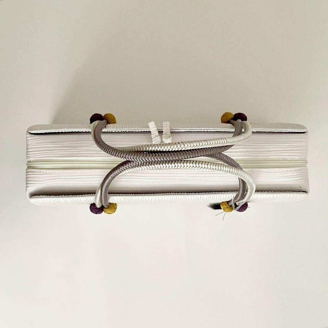 和装バッグ　横長　利休　バッグ　小田巻　白　正絹　日本製