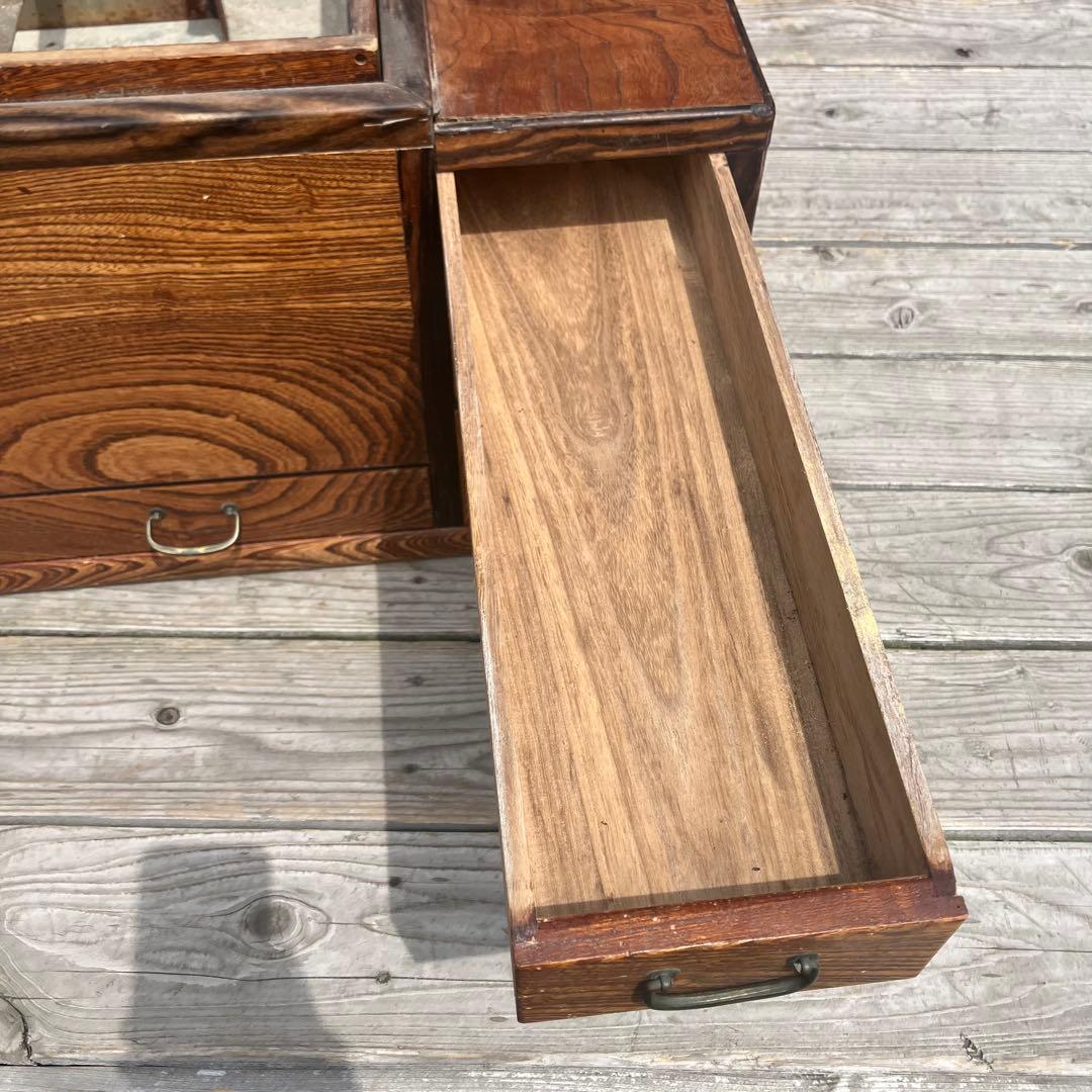 昭和レトロ 木製 長火鉢 五徳付き 5杯 引き出し収納付き 火鉢 囲炉裏