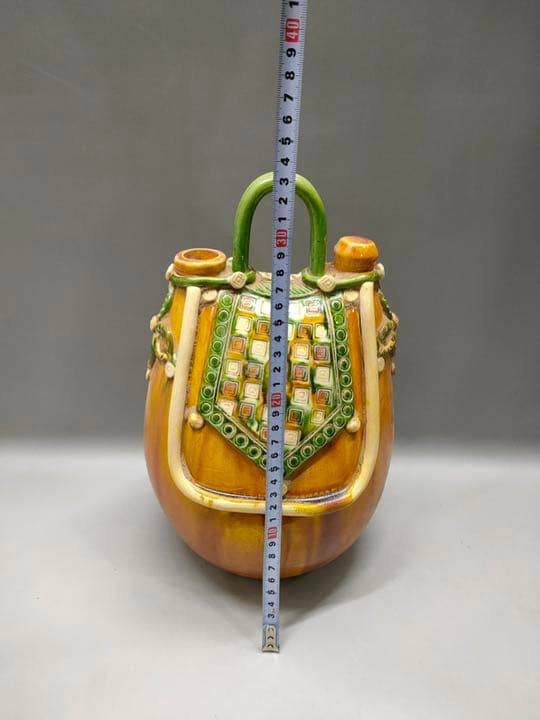 唐三彩　特大皮囊壺　　骨董品　陶芸　壺　アンティーク　陶器