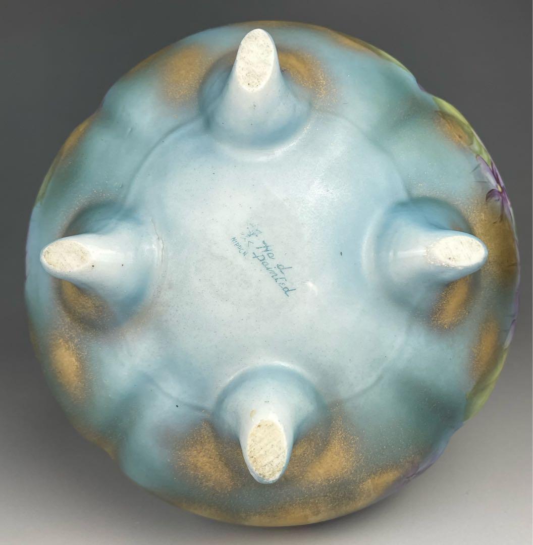 希少】オールドノリタケ 焼き付け金彩 スミレ紋 花瓶 金釉の霧吹き