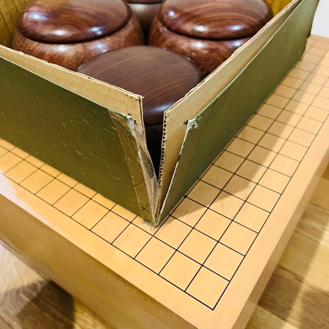 【美品】 高級囲碁セット 碁盤 本桂 碁盤セット 碁石付き 脚付き へそ有