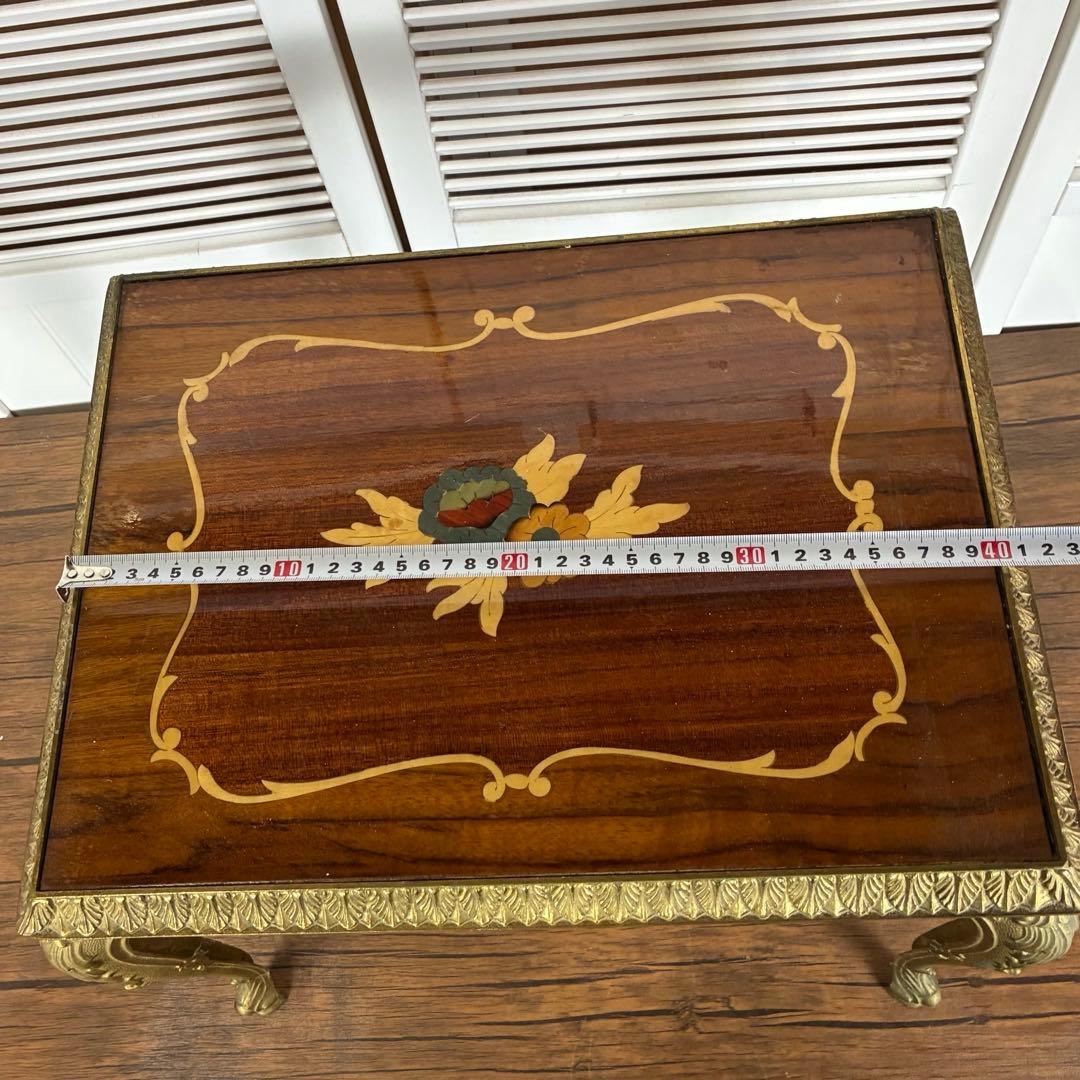 送料込】アンティーク家具 猫足 ヴィンテージ サイドテーブル 英国風 象嵌