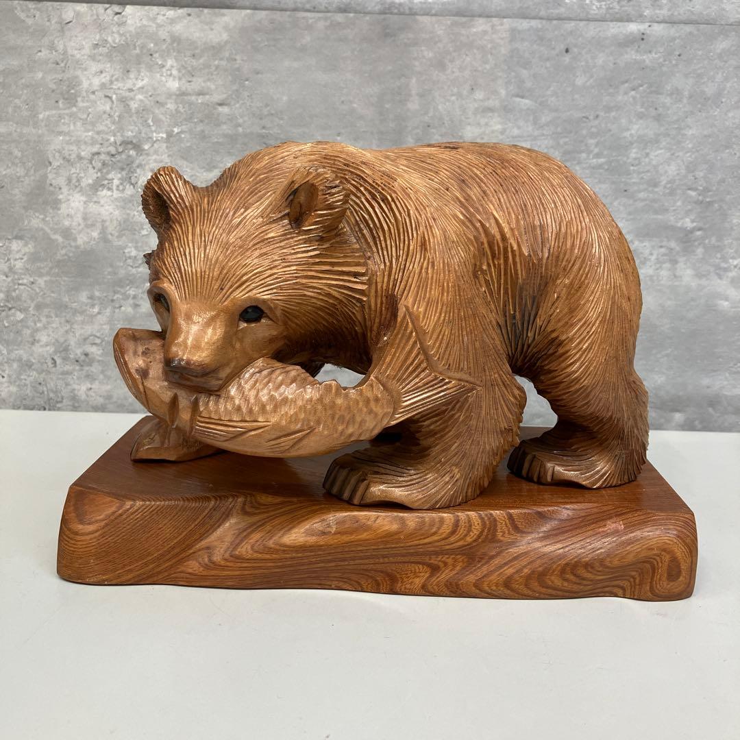 熊の置物 昭和レトロな木彫りの熊の置物 横幅36cm｜Yahoo!フリマ