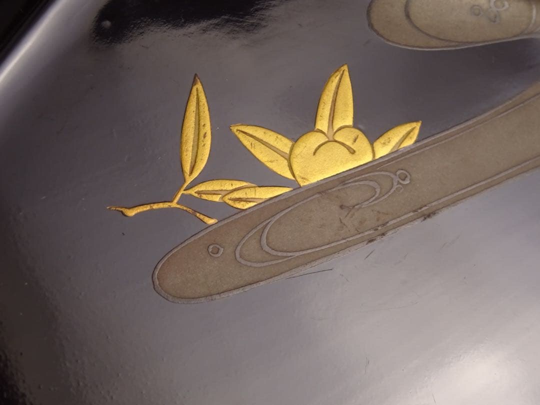 極上　輪島塗　雲に橘　蒔絵　六角　菓子皿　5客　菓子器　銘々皿　切金　木製漆器