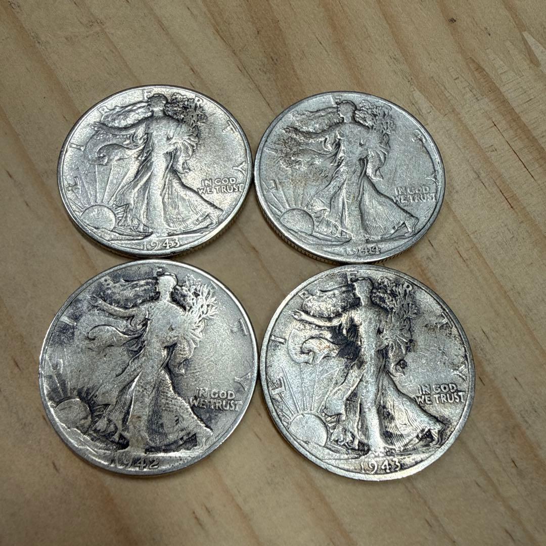 1アメリカ ウォーキング・リバティ ハーフダラー銀貨4枚 - メルカリ