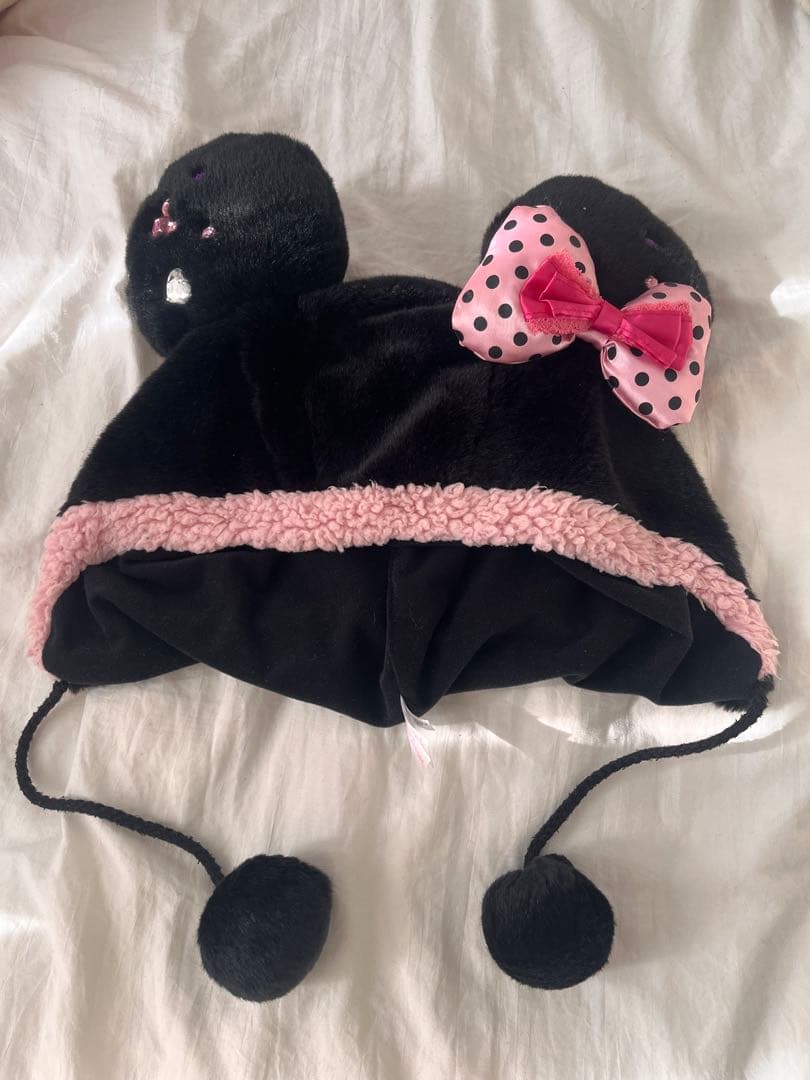 ディズニー ミニーファンキャップ(黒ピンク)