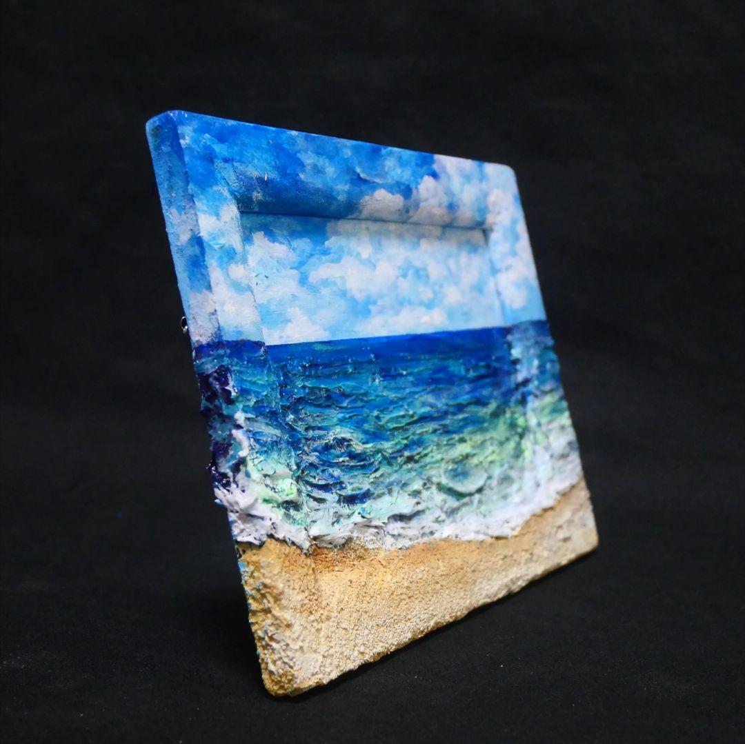 油絵 油彩 油彩画 絵 絵画 【海の砂浜】ミニ絵画