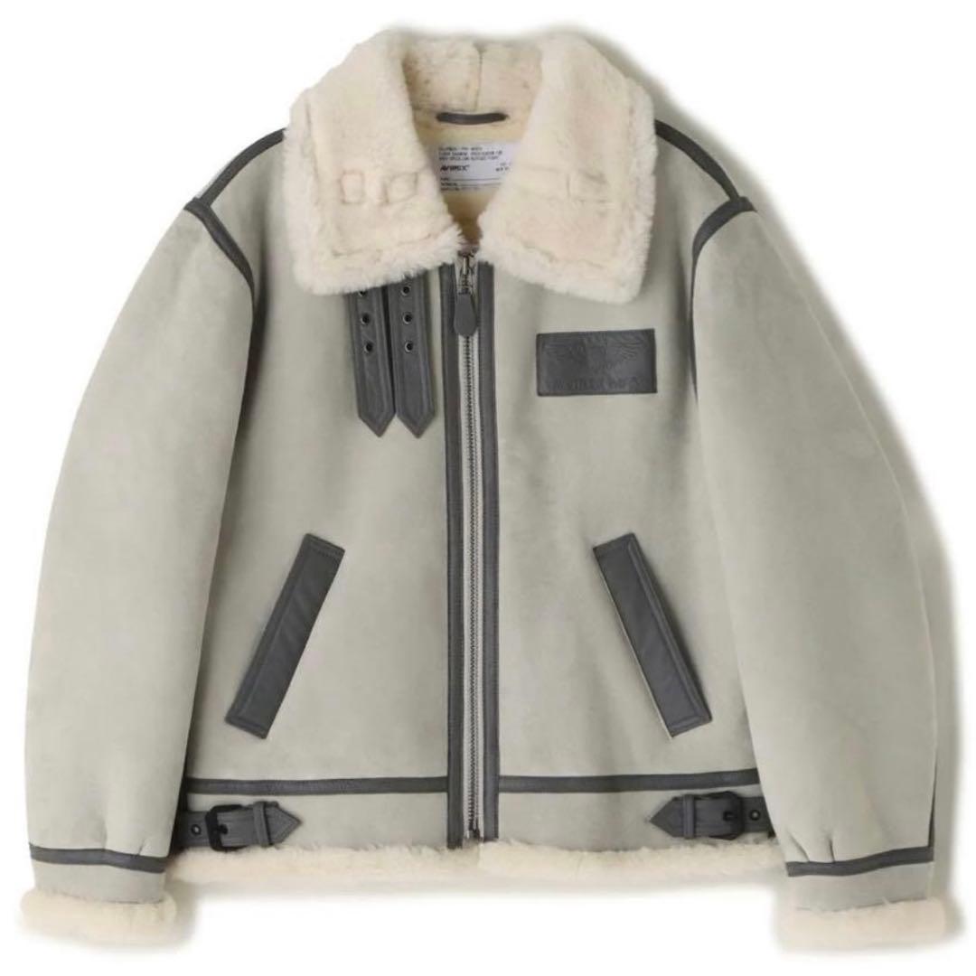 新品未使用 AVIREX アヴィレックス B-3 ムートンジャケットM グレー