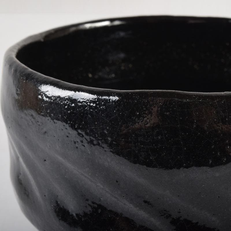 Gojyo様専用 茶道具 楽焼 佐々木松楽作 黒楽茶碗 共布共箱 V 7400