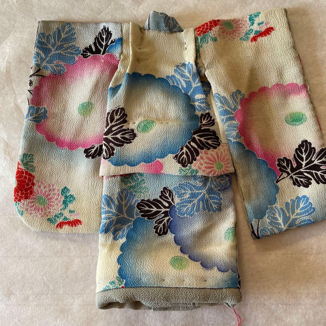 古布 江戸縮緬 人形の着物 長襦袢 2612506 時代 古布 江戸 縮緬 半襦袢