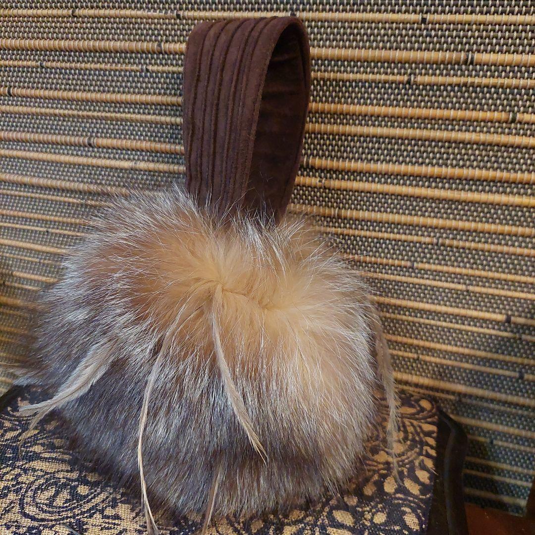 DoKIri-⭐ミンク⭐ミニバック⭐パーティーバッグ⭐持ち手スエード茶