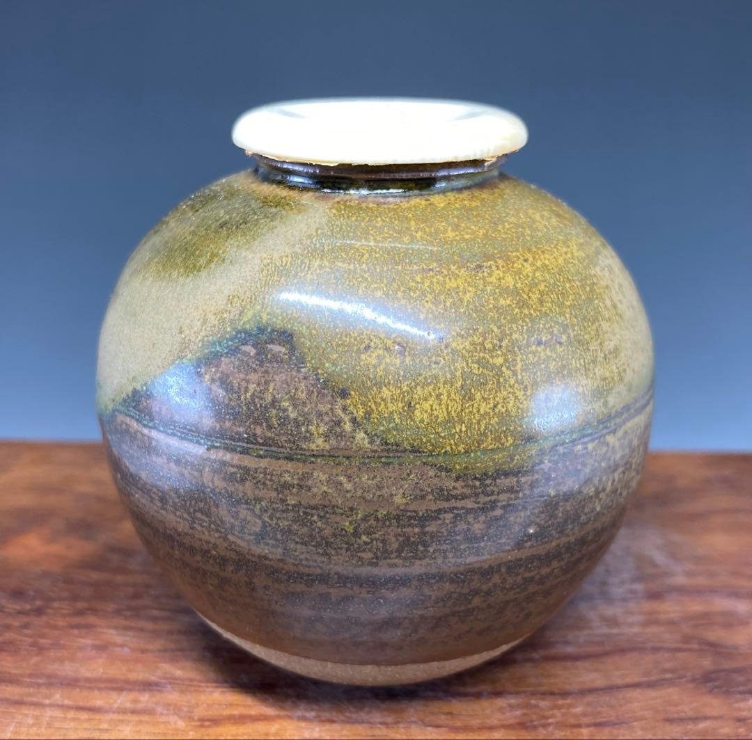 茶道具】信水窯 丹波文琳茶入（共箱）