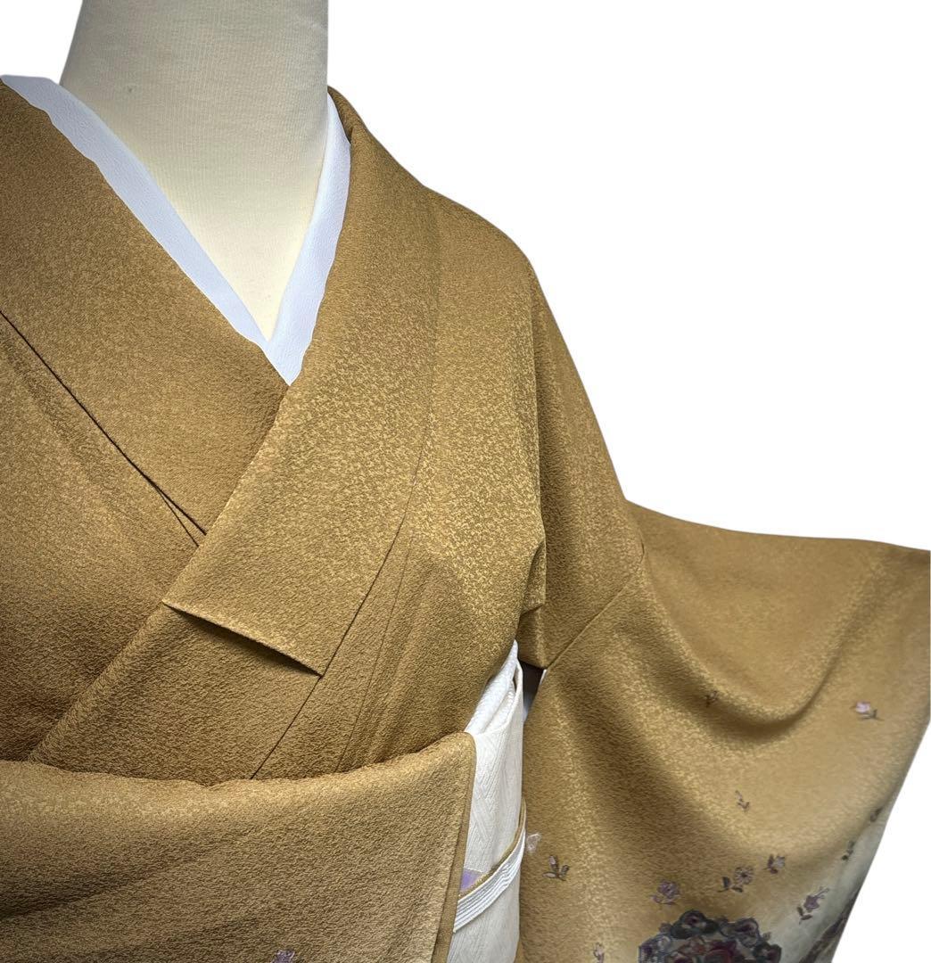 極美品】京都老舗銘店「ゑり善」桃桜色「織疋田文様」手染めロウケツ染
