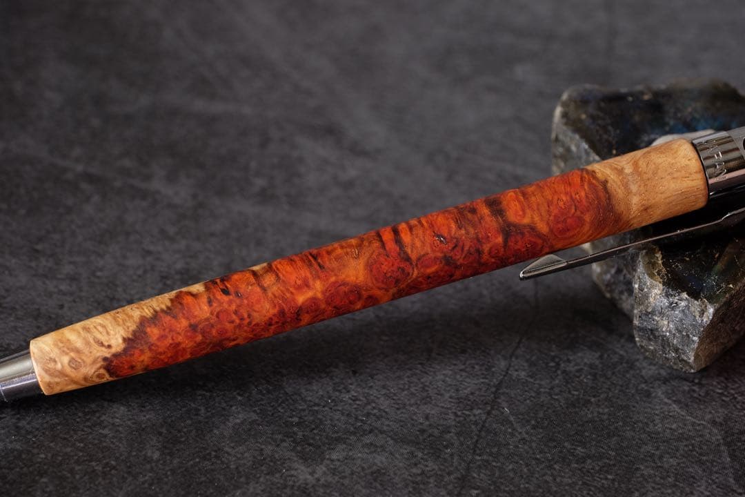 PG5木軸カスタム0187　高村杢工房 製図用シャープペンシル 極上 花梨瘤紅白