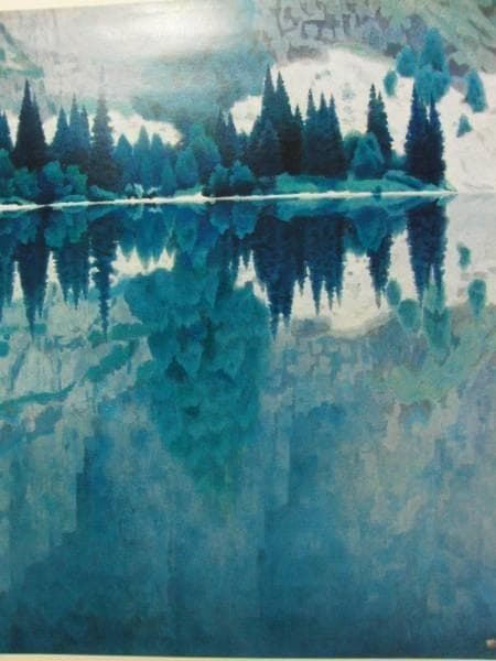 東山魁夷、みづうみ、額装画版集画、版上サイン、新品額装