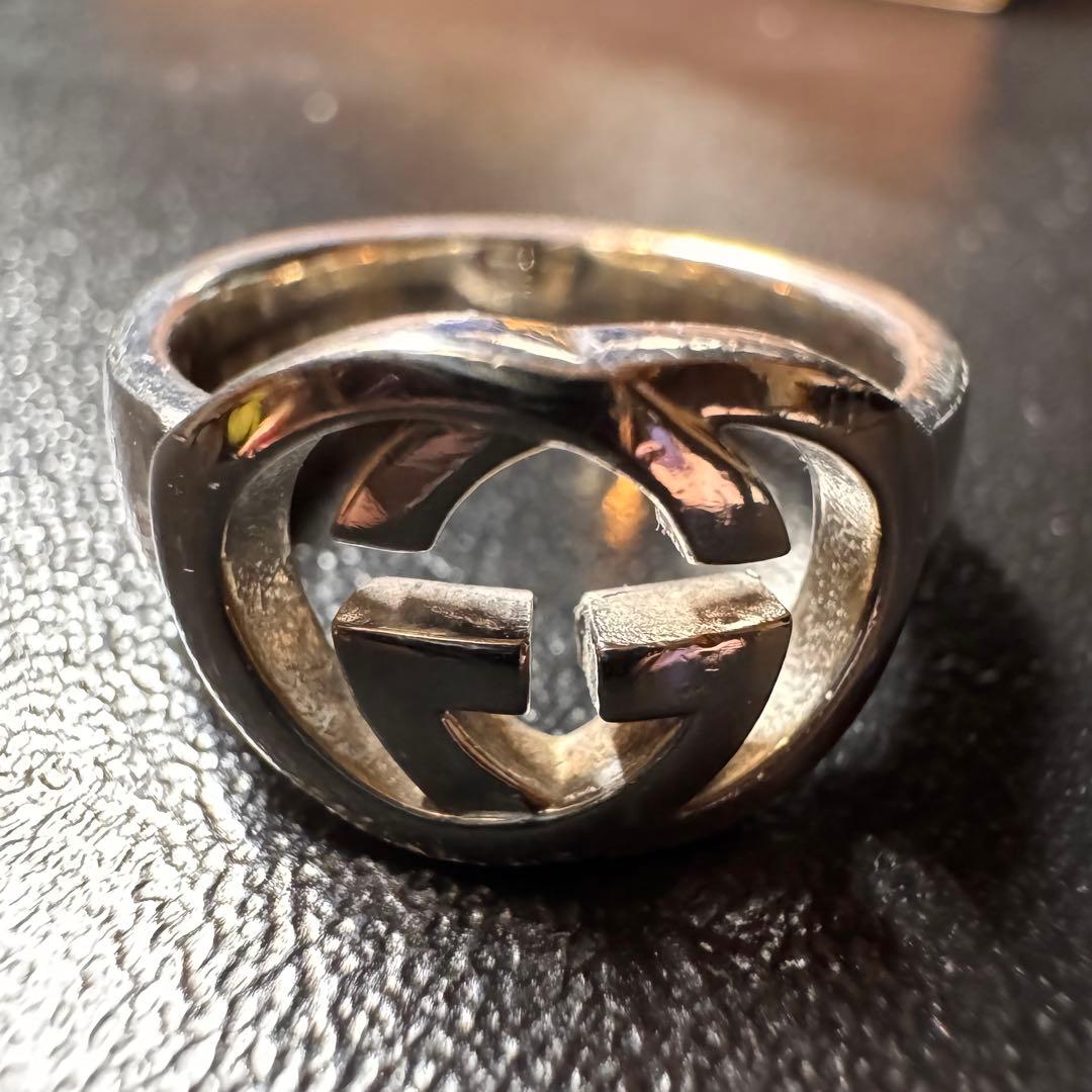 美品 GUCCI グッチ インターロッキング シルバーリング 925 13号