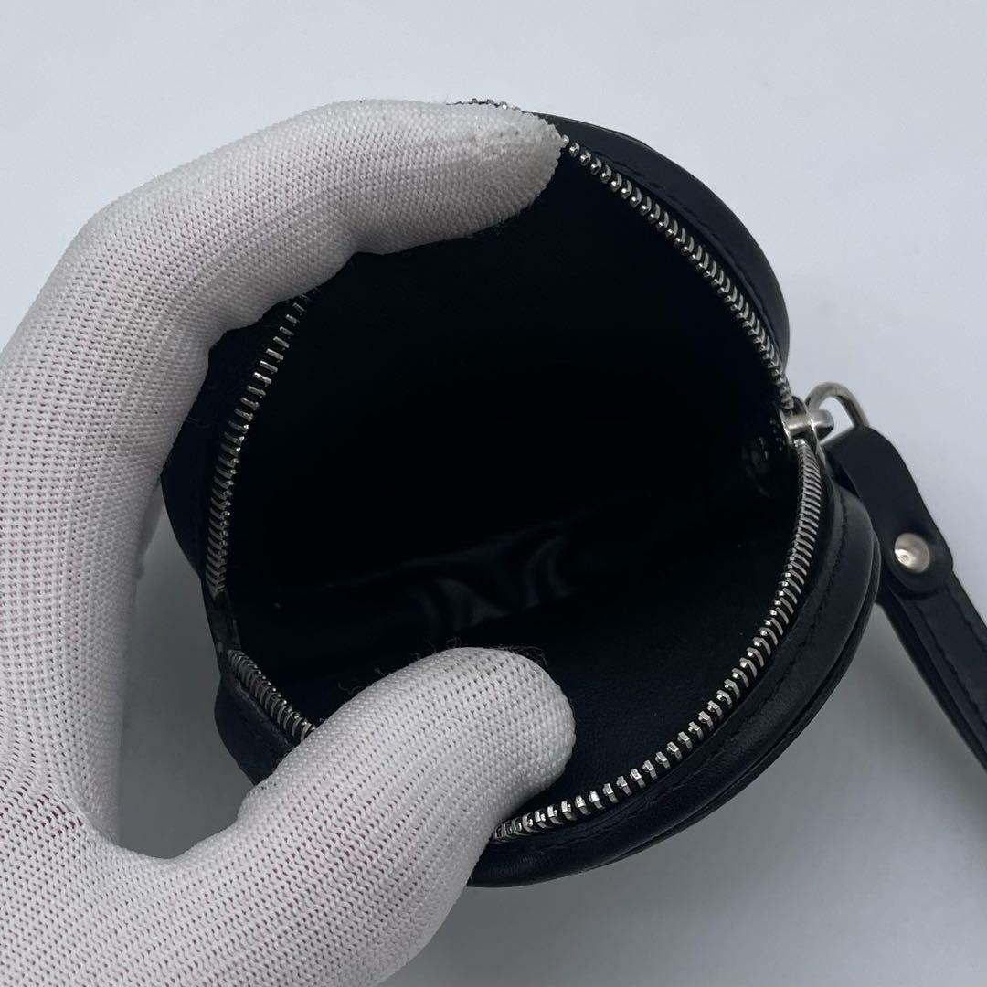 【極美品】 CELINE レザー ケース 小銭入れ 丸型 プレート 黒