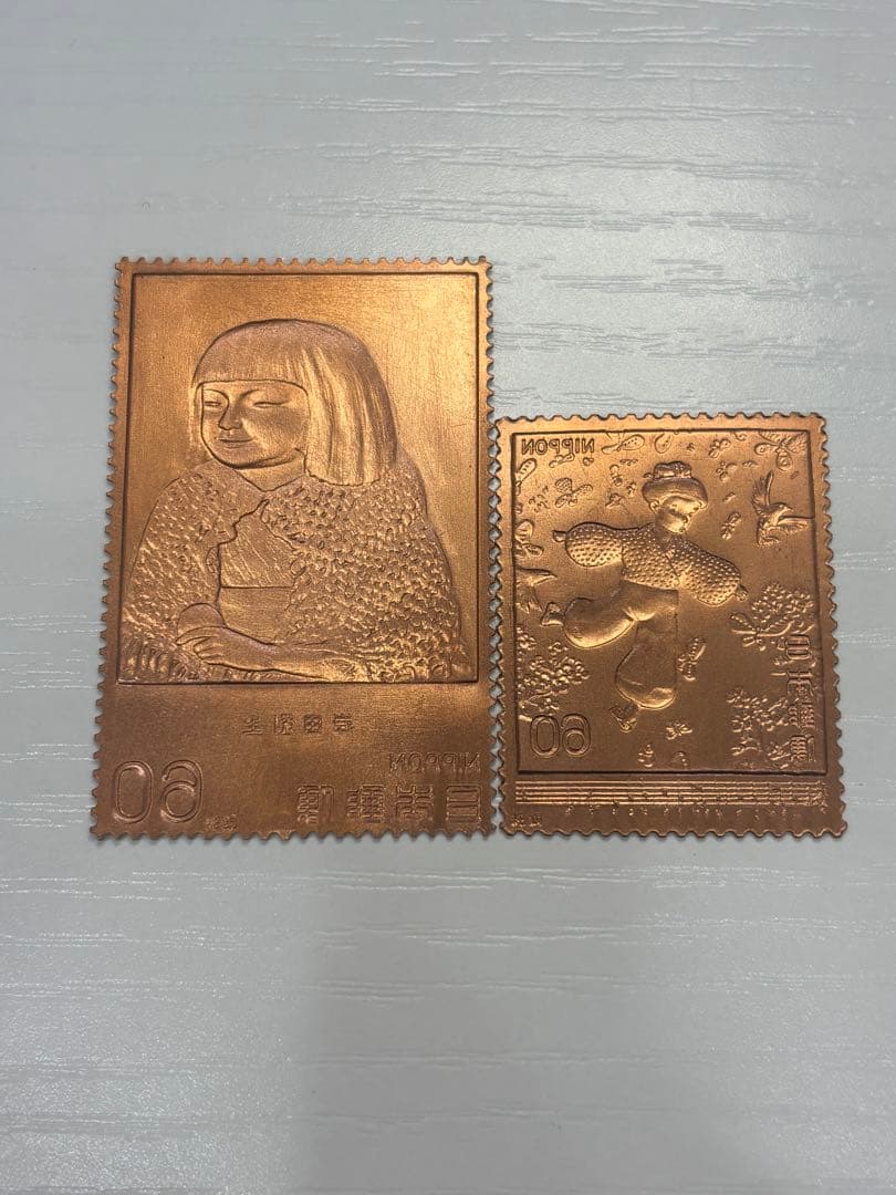 希少 松本徽章工業 純金 金属工芸品 8g 純金×純銅 切手 K24