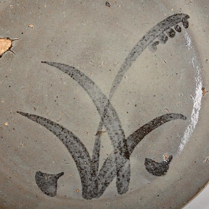 北大路魯山人作　唐津焼　野草文　平向　二客　共箱　D　R5337