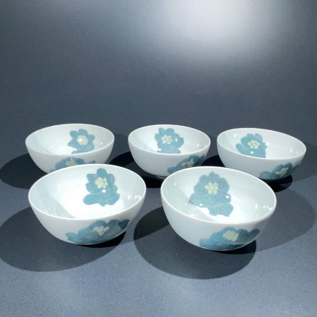 小鉢５客組　島田文雄　彩磁ふきのとう文　東京藝大教授　R0963お15