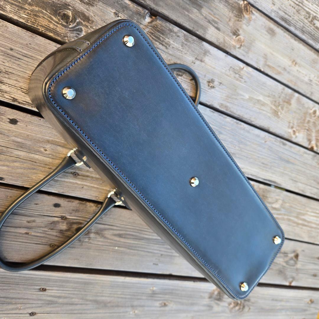 【美品】万双　双鞣和地　トートバッグ　ネイビー　ビジネス