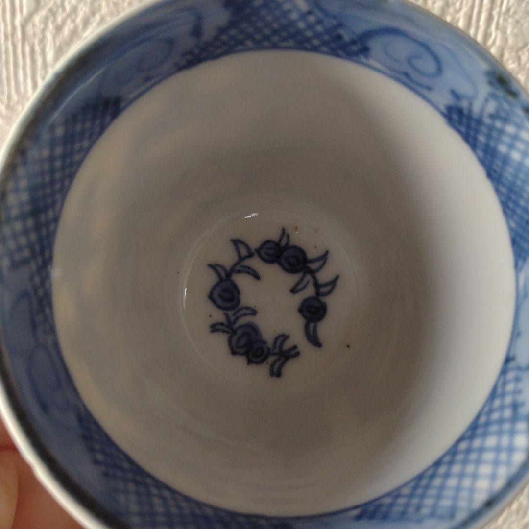 古伊万里染付麒麟文煎茶碗蕎麦猪口五客