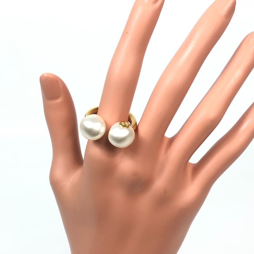 10F481 GUCCI グッチ リング 指輪 GG パール Mサイズ