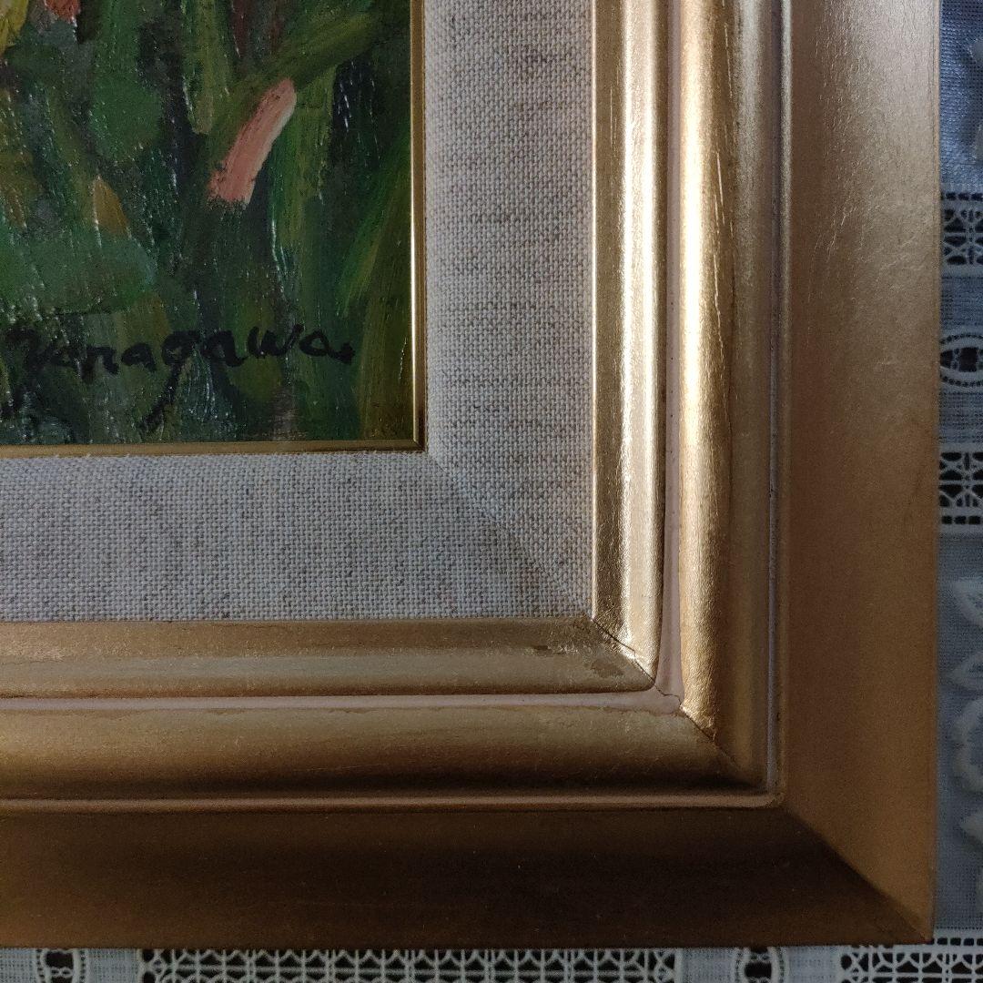 柳川喜八郎 油彩画 F6号『夏の山頂』、直筆サイン入、新品額装品