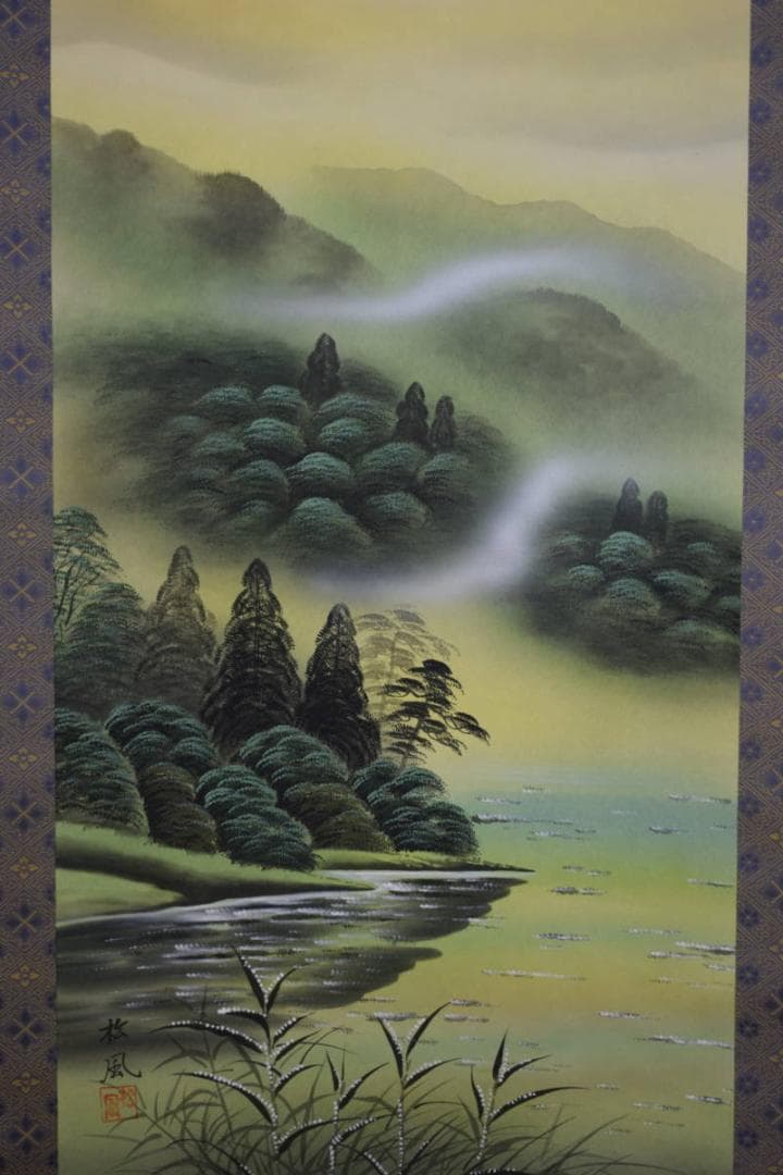 真作/竹内松風/赤富士図/布袋屋掛軸HE-900