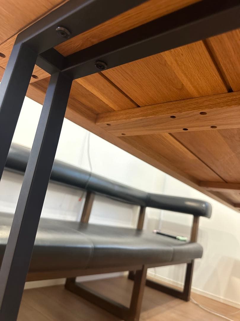 ダイニングテーブル 180×90cm 高さ72cmアイアン脚 4～6人用