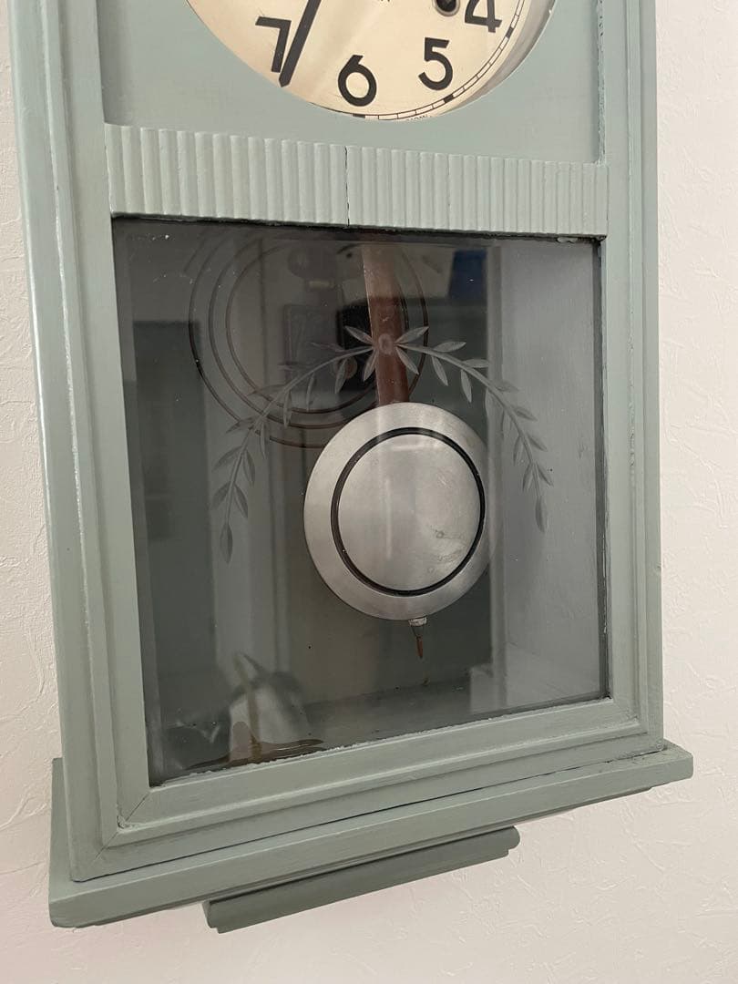 精工舎　 ゼンマイ振り子時計 ボンボン時計　ライトブルー　完動品