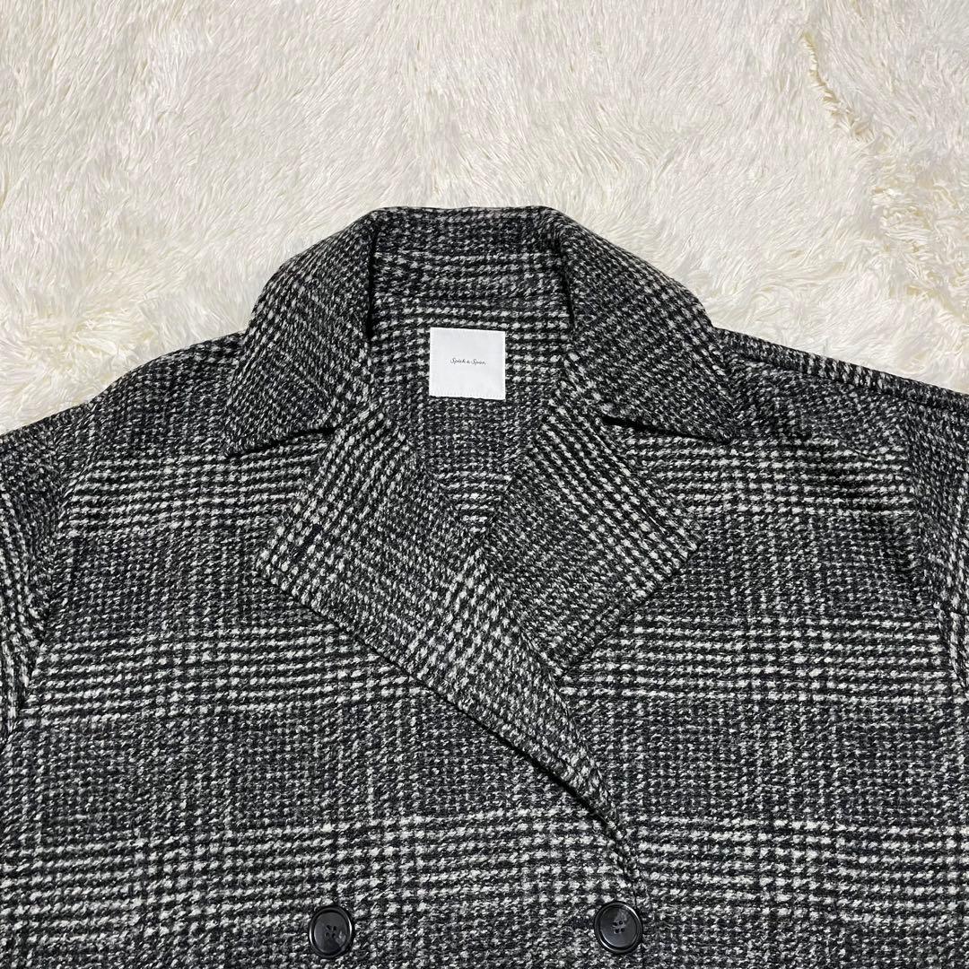 極美品】Spick & Span Wスライバーチェックハーフコート 36
