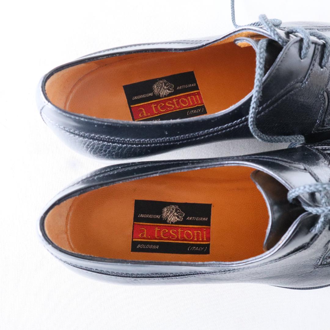 未使用 ア・テストーニ　Uチップドレスシューズ　黒　7 26cm