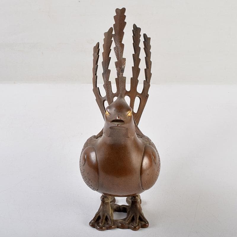 加州金岡宗幸作 鋳銅製 鳳凰香炉 共箱 G R9516B