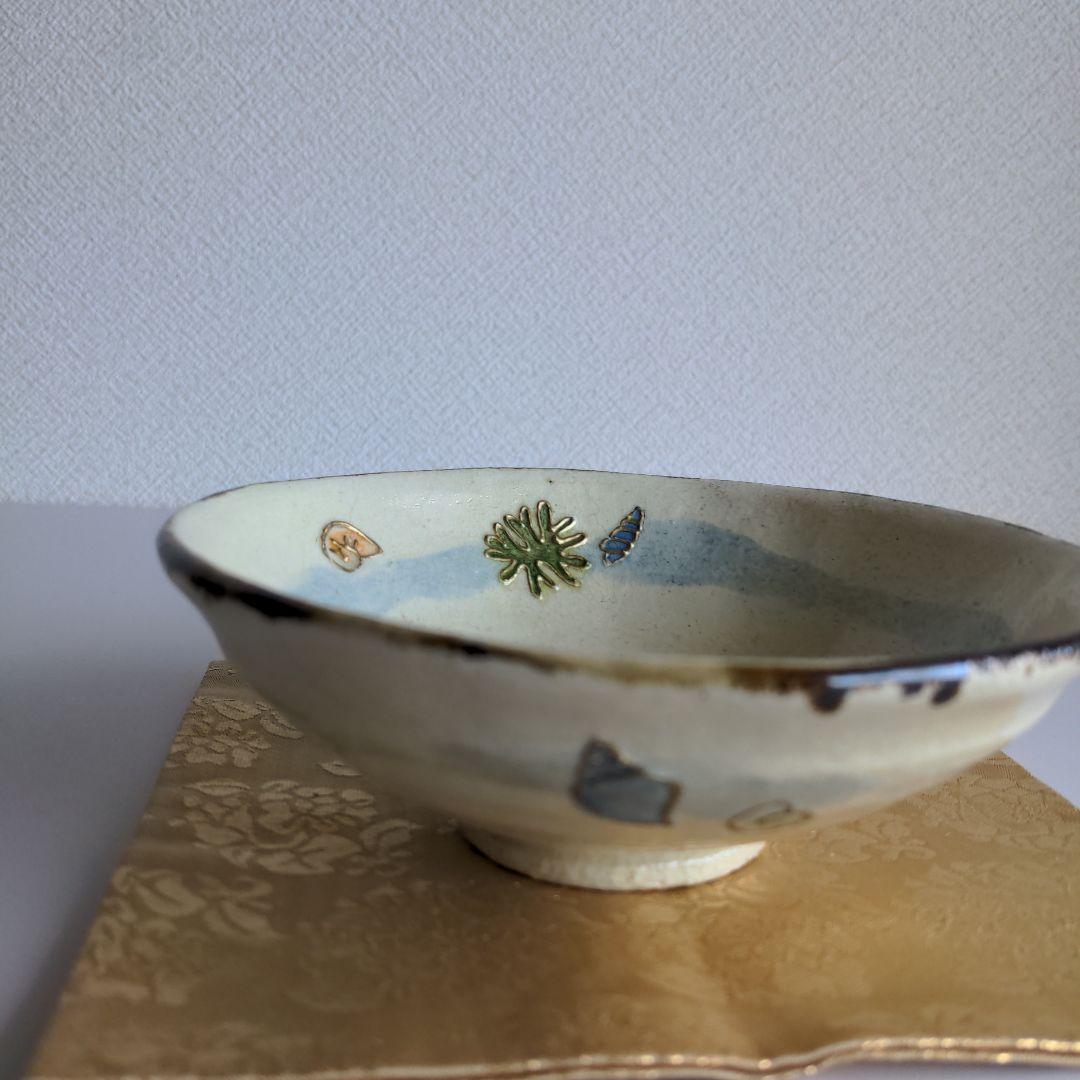 白楽 平茶碗「磯の香」桂窯 伊東桂楽造 共箱あり