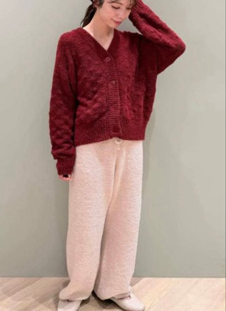 【新品タグ付き】ジェラートピケ　柄編みカーディガン　いちご　ストロベリー