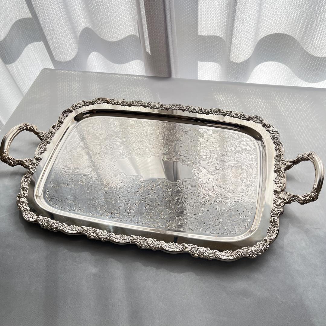 【ONEIDA】ギャラリートレー【シルバープレート】61cm ハンドル 大型