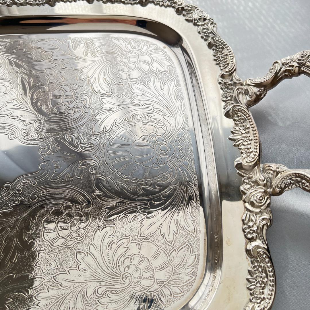 【ONEIDA】ギャラリートレー【シルバープレート】61cm ハンドル 大型