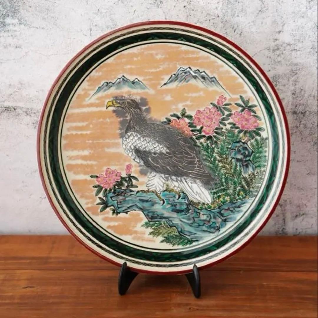 沖縄の人間国宝伝・金城次郎双魚文の大きめ飾り皿 無銘の壺屋時代作品