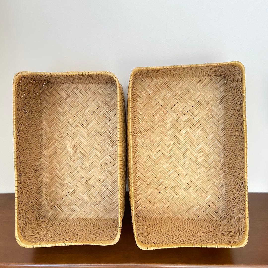 ③ 【最終価格】竹行李 柳ごおり昭和レトロ 竹細工 大籠 箪笥カゴ 受け