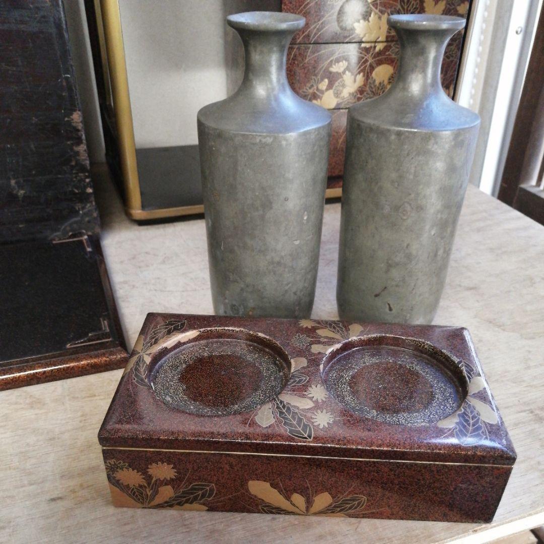 骨董 弁当箱 野点 茶道具 蒔絵 木製 木箱 正月飾り 大名 重箱