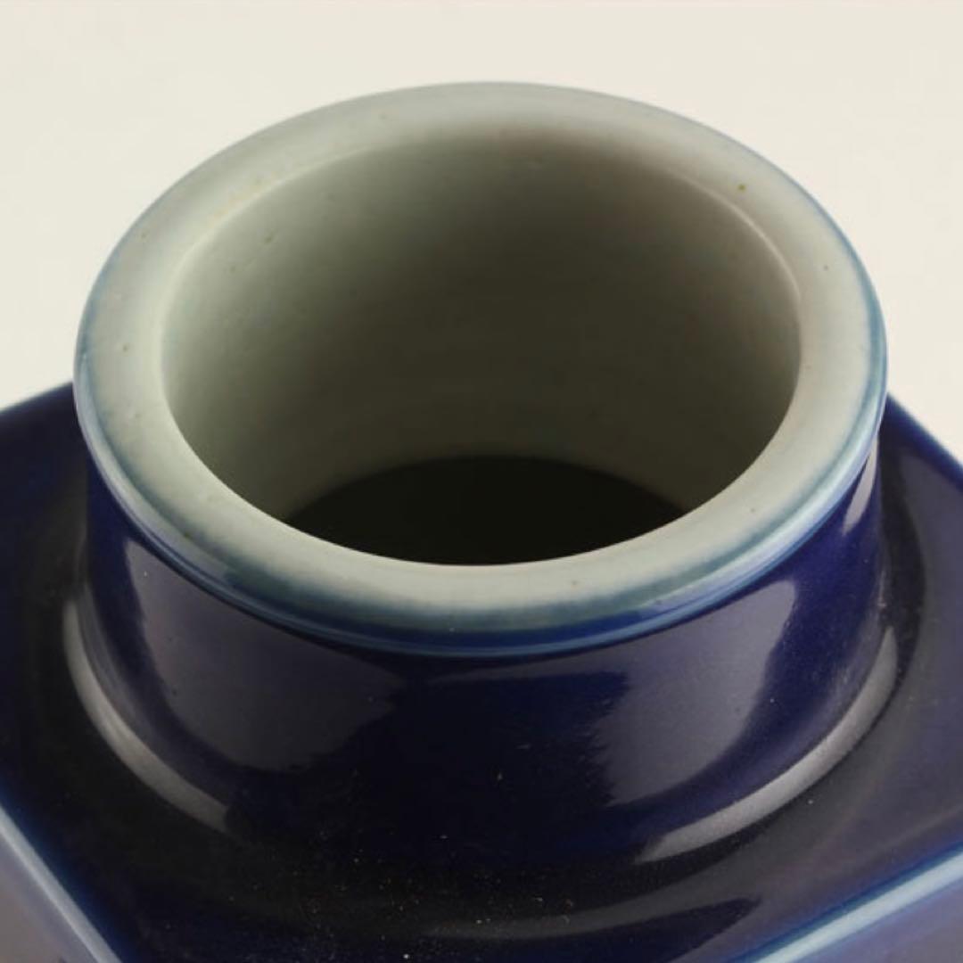 中国 清時代 骨董品 大清康煕年製 齊藍釉 象耳琮