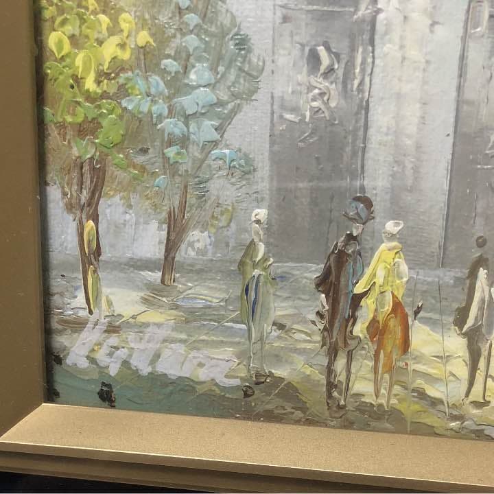 アンティーク・名作★【緑肉筆*油絵*風景画**SM号*額装