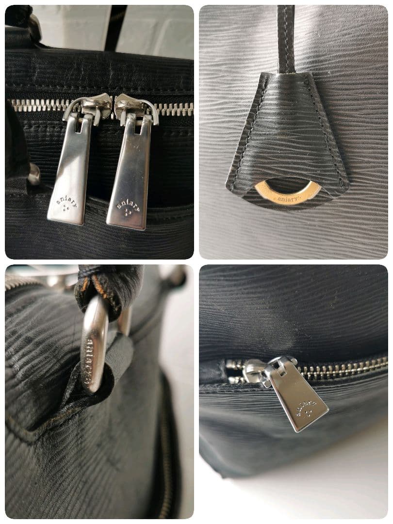 aniary アニアリ ウェーブレザー ビジネスバッグ ブリーフケース 黒