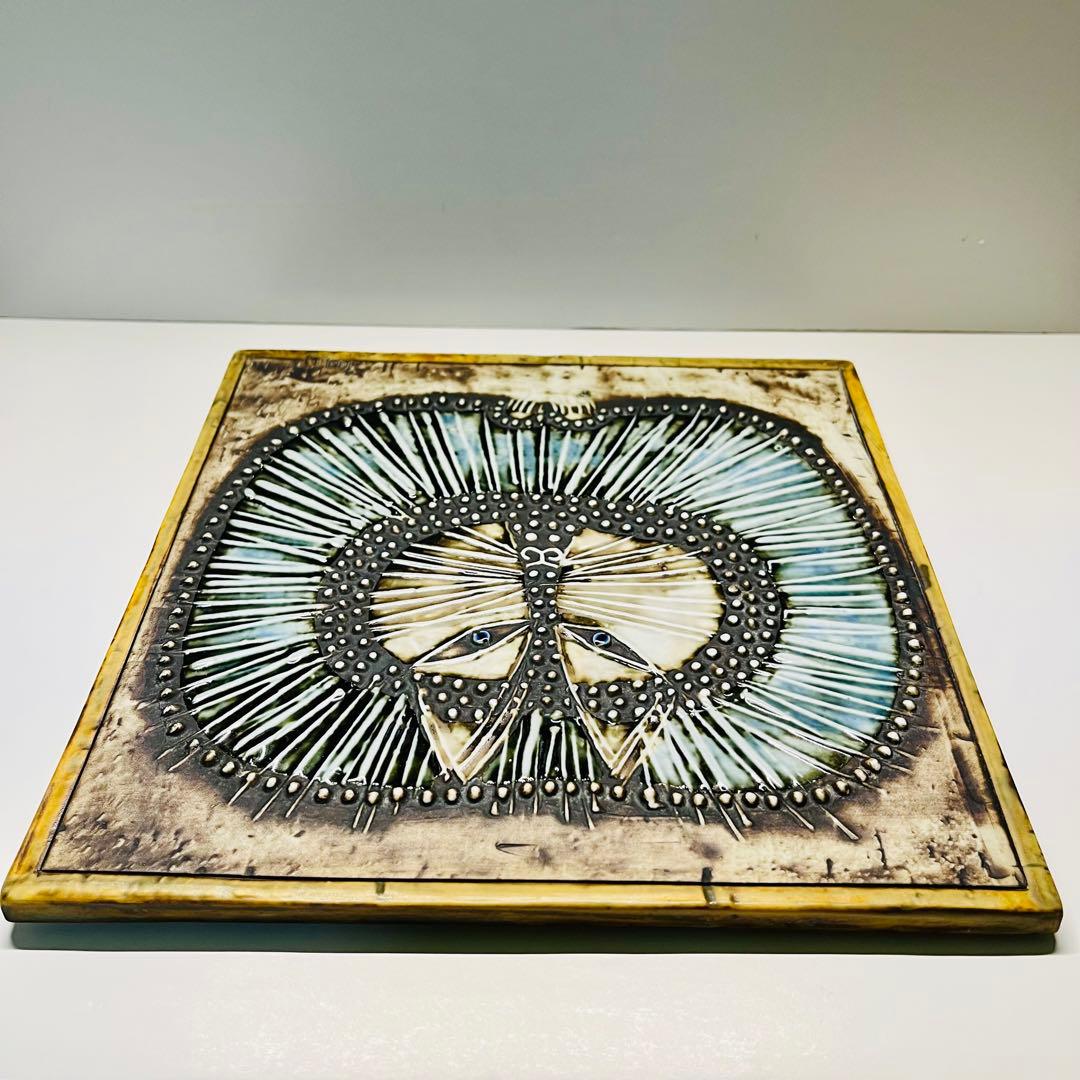 リサラーソン/UNIK/ネコ/ブルー】北欧/ビンテージ/希少/KATT/陶板