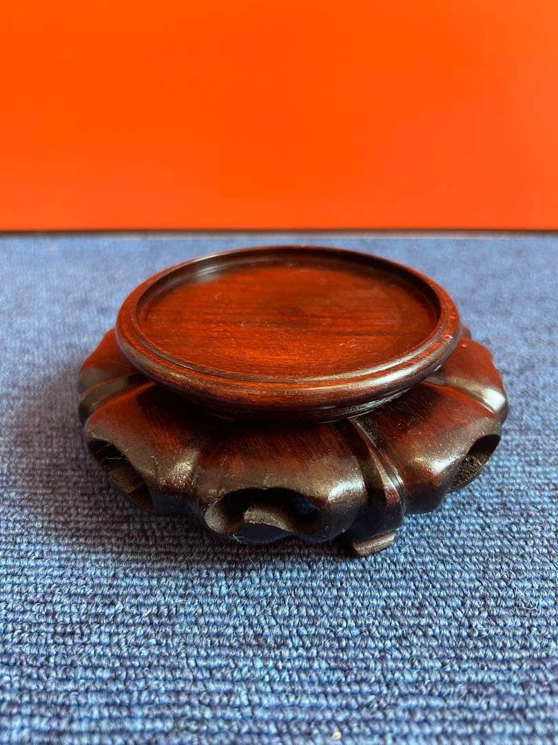 1065  中国美術　唐木花台　2客　香炉台　飾台　紫檀　盆栽台