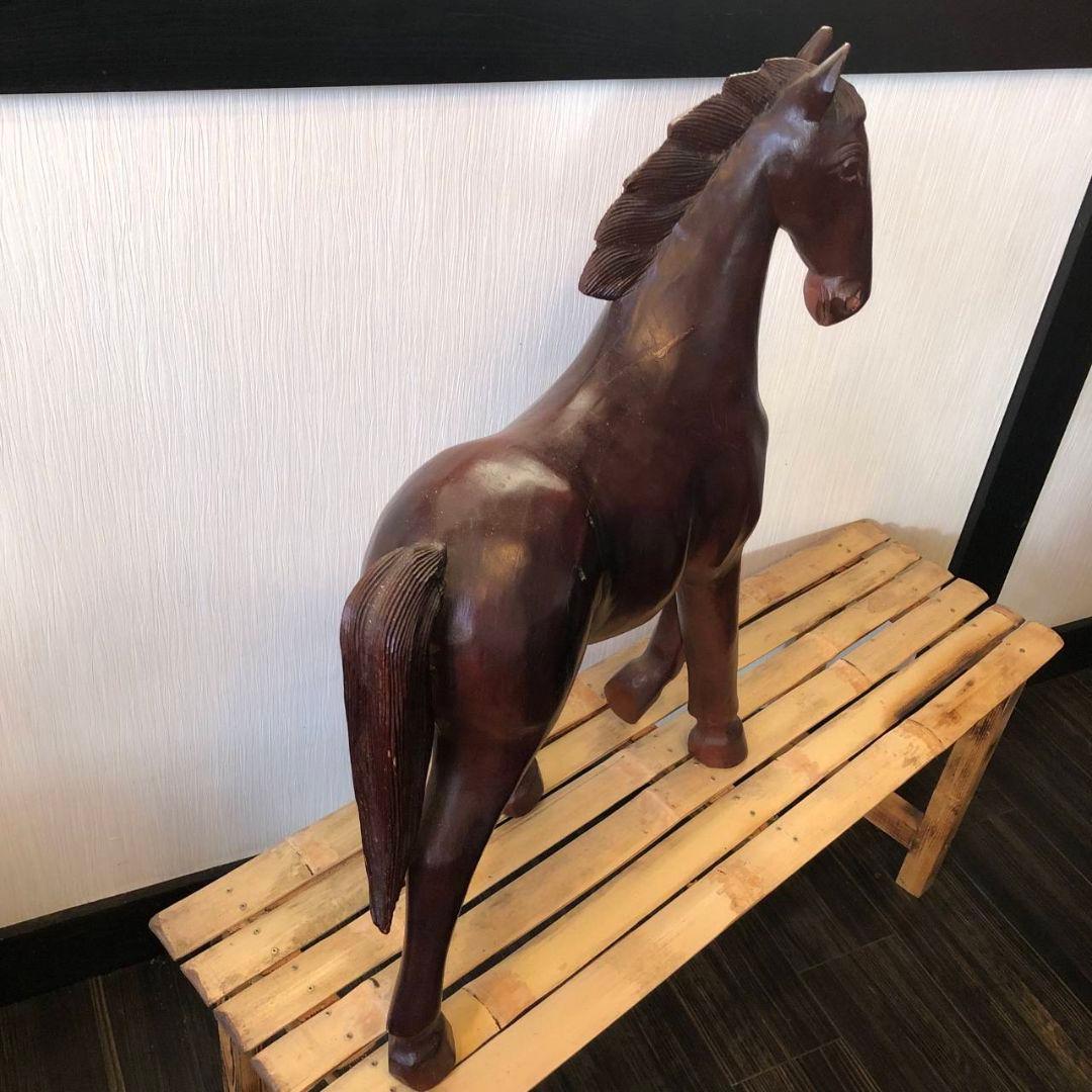 2026年 干支 午年 縁起物 馬 木彫り アンティーク 高さ約59.0cm - メルカリ