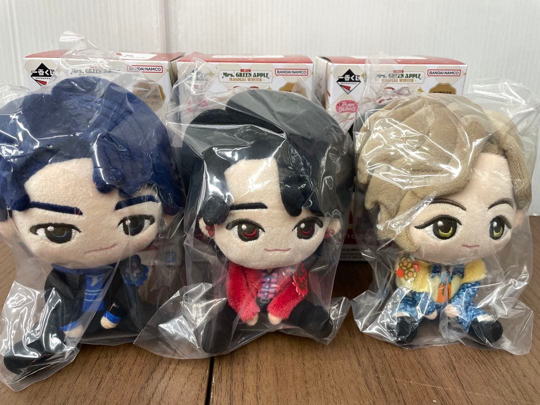 一番くじ Mrs. GREEN APPLE ぬいぐるみマスコット 3体セット ミセスグリーンアップル⌇ ⌇1番くじ ミセス マスコット 3点まとめ売り